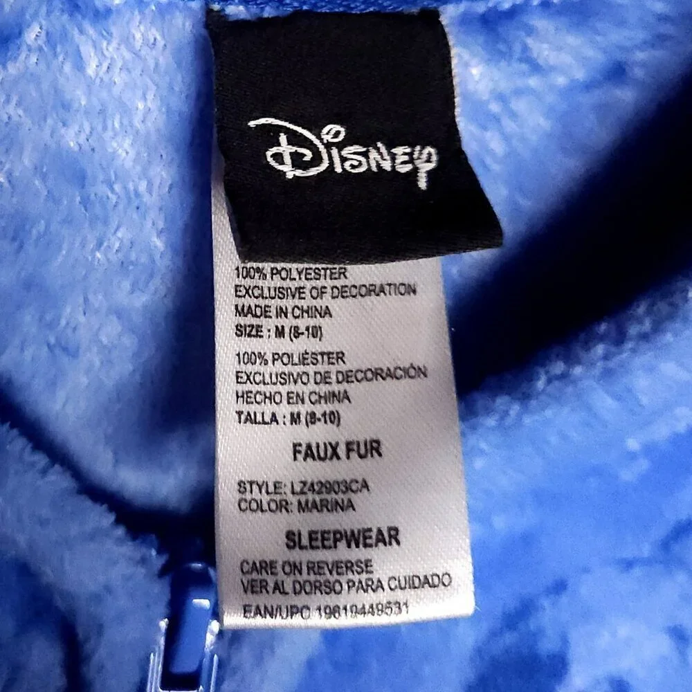 Disney Lilo & Stitch Blue Adult One Piece Pajamas Medium - Picture 7 of 8